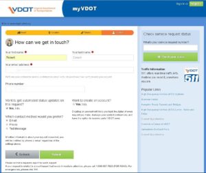 My VDOT Service Request